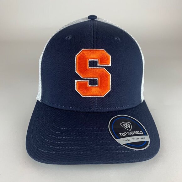 Syracuse Orangemen Navy Blue White Top of the World Snapback Trucker Hat New - Picture 2 of 5
